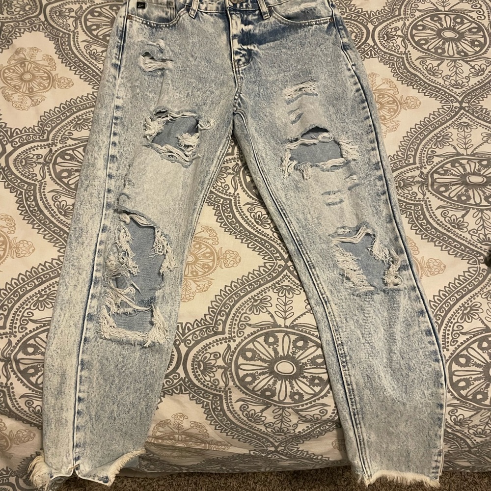 KanCan high rise jeans.  Relaxed fit distressed!